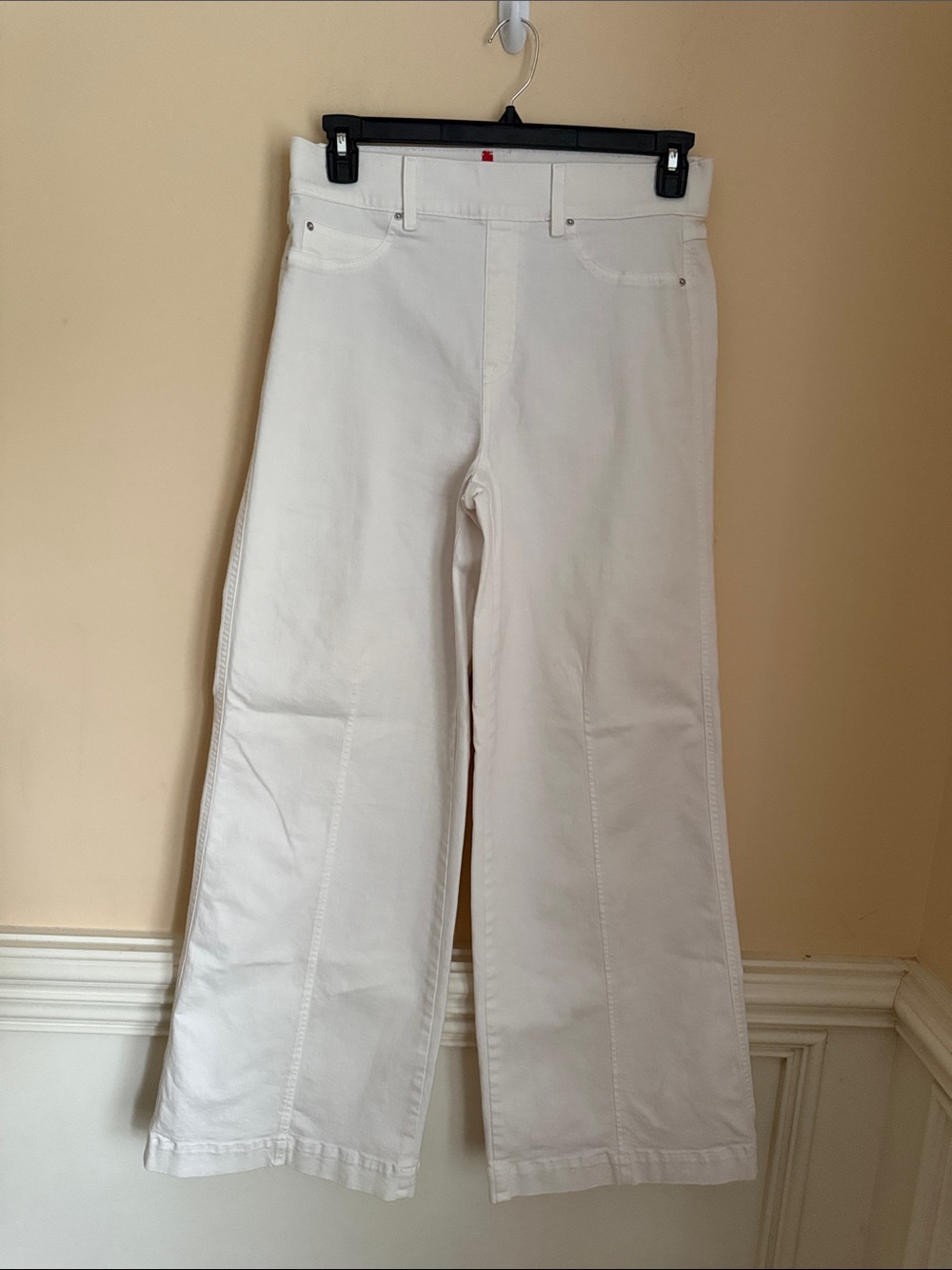 SPANX 20465R Seamed Front Wide Leg in Ecru Wash Pull-on Jeans Size Large